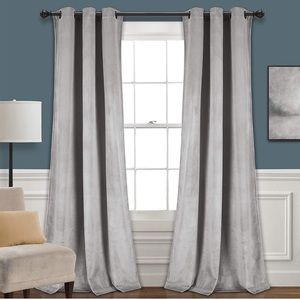 Lush Decor light grey room darkening curtains 38”x84”
